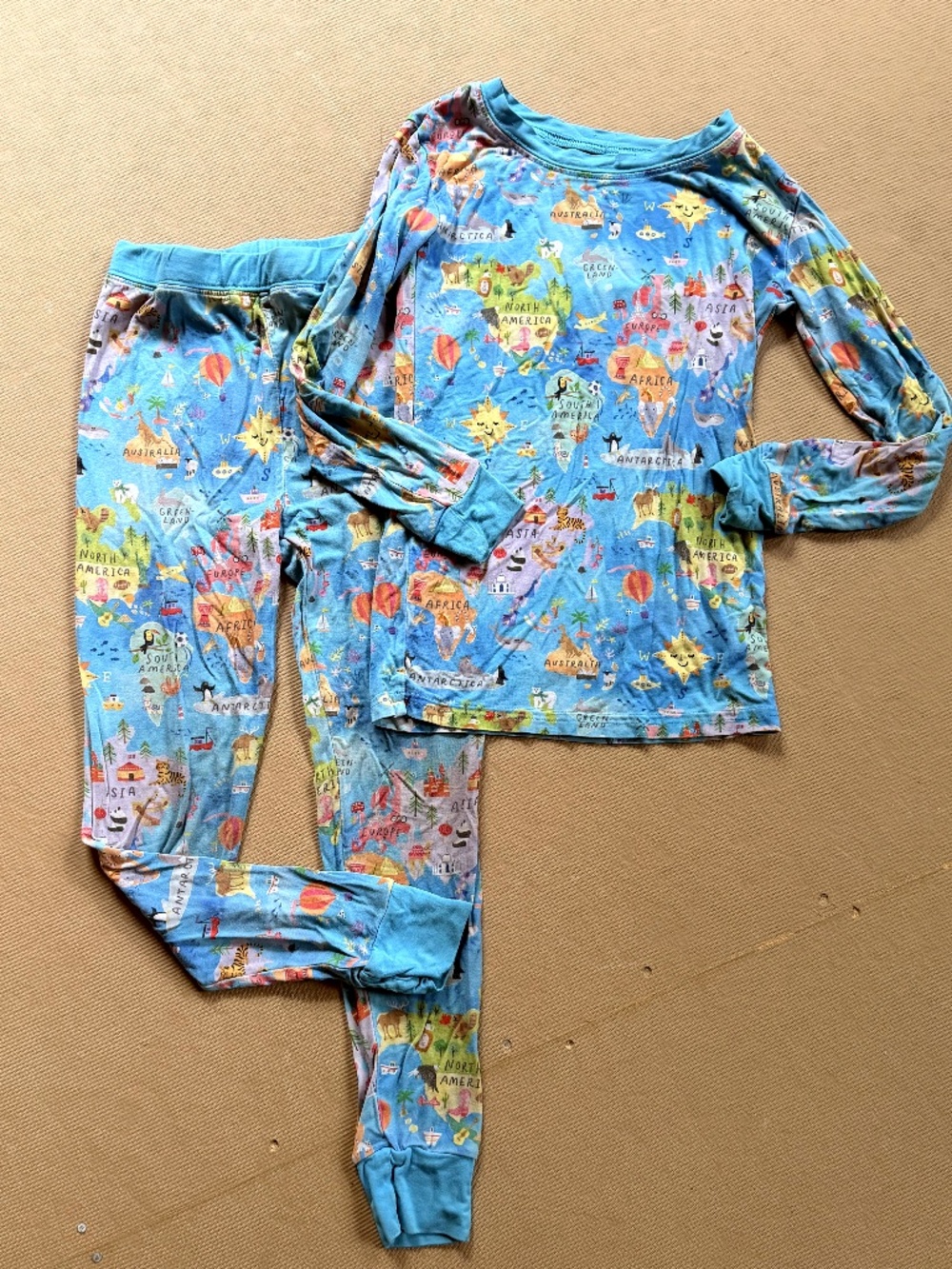 Little Sleepies Bamboo Pajama Set Around the World Print Size 5-6